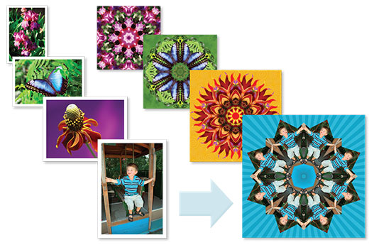 Turn ordinary photos into amazing kaleidoscope designs with our fun and easy-to-use Kaleidoscope Kreator 3 software